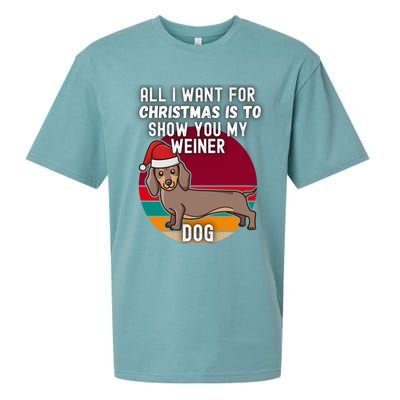 All I Want For Christmas Is Show You My Weiner Dog Dachshund Cute Gift Sueded Cloud Jersey T-Shirt