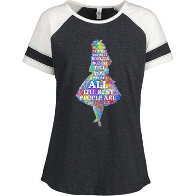 Alice In Wonderland Have I Gone Bonkers Quote Enza Ladies Jersey Colorblock Tee