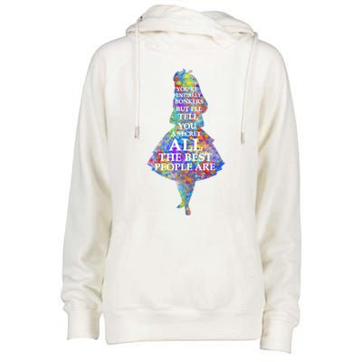 Alice In Wonderland Have I Gone Bonkers Quote Womens Funnel Neck Pullover Hood