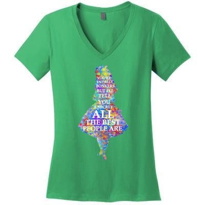 Alice In Wonderland Have I Gone Bonkers Quote Women's V-Neck T-Shirt