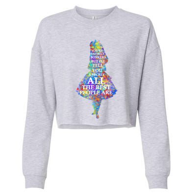 Alice In Wonderland Have I Gone Bonkers Quote Cropped Pullover Crew