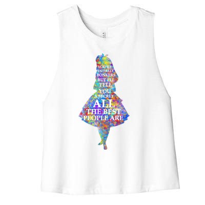 Alice In Wonderland Have I Gone Bonkers Quote Women's Racerback Cropped Tank