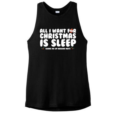 All I Want For Christmas Is Sleep Funny Xmas Cool Gift Ladies PosiCharge Tri-Blend Wicking Tank