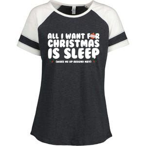 All I Want For Christmas Is Sleep Funny Xmas Cool Gift Enza Ladies Jersey Colorblock Tee