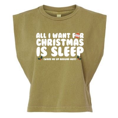 All I Want For Christmas Is Sleep Funny Xmas Cool Gift Garment-Dyed Women's Muscle Tee