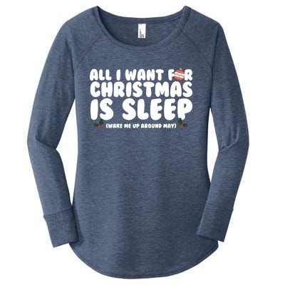 All I Want For Christmas Is Sleep Funny Xmas Cool Gift Women's Perfect Tri Tunic Long Sleeve Shirt