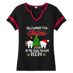 All I want for Christmas is My Two Front Teeth Funny Ladies Halftime Notch Neck Tee