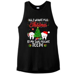 All I want for Christmas is My Two Front Teeth Funny Ladies PosiCharge Tri-Blend Wicking Tank