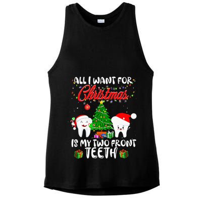 All I want for Christmas is My Two Front Teeth Funny Ladies PosiCharge Tri-Blend Wicking Tank