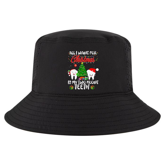 All I want for Christmas is My Two Front Teeth Funny Cool Comfort Performance Bucket Hat