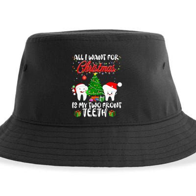 All I want for Christmas is My Two Front Teeth Funny Sustainable Bucket Hat