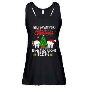 All I want for Christmas is My Two Front Teeth Funny Ladies Essential Flowy Tank