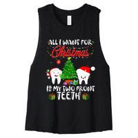 All I want for Christmas is My Two Front Teeth Funny Women's Racerback Cropped Tank