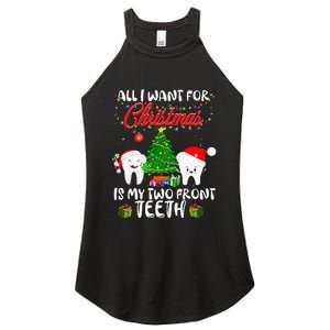 All I want for Christmas is My Two Front Teeth Funny Women's Perfect Tri Rocker Tank