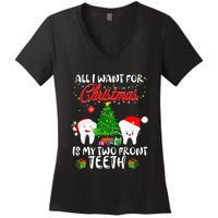 All I want for Christmas is My Two Front Teeth Funny Women's V-Neck T-Shirt