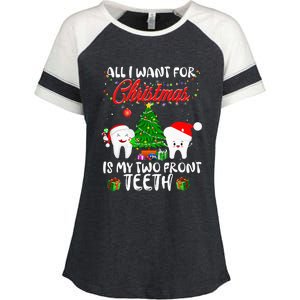 All I want for Christmas is My Two Front Teeth Funny Enza Ladies Jersey Colorblock Tee