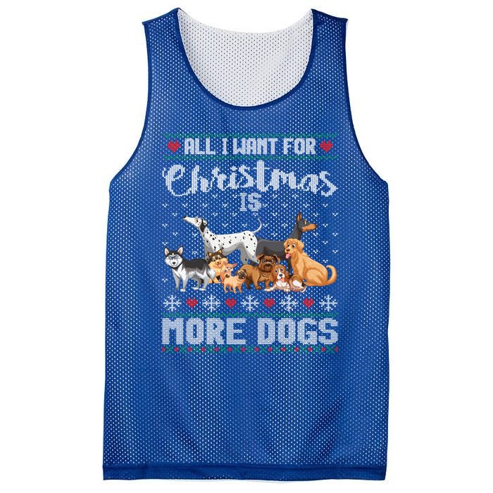 All I Want For Christmas Is More Dogs Ugly Xmas Sweater Gift Mesh Reversible Basketball Jersey Tank