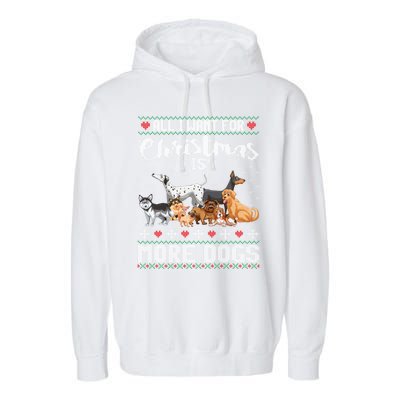 All I Want For Christmas Is More Dogs Ugly Xmas Sweater Gift Garment-Dyed Fleece Hoodie