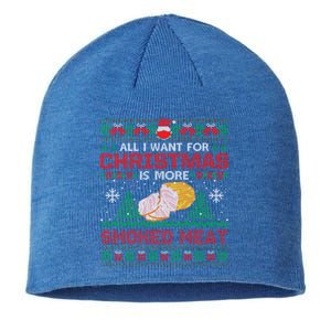 All I Want Is Smoked Meat Christmas Pajama Party Funny Gift Sustainable Beanie