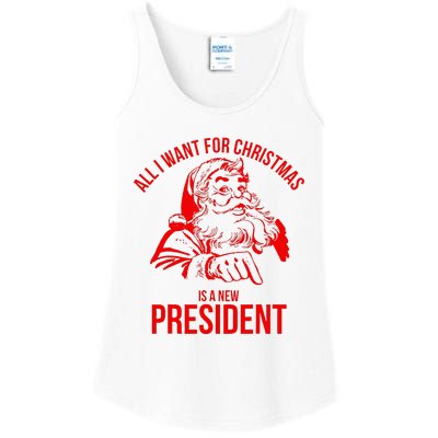 All I Want For Christmas Is A New President Funny Santa Xmas Ladies Essential Tank