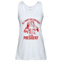 All I Want For Christmas Is A New President Funny Santa Xmas Ladies Essential Flowy Tank