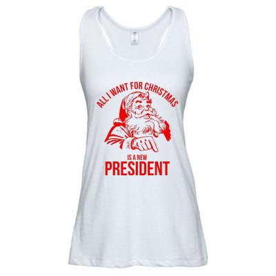 All I Want For Christmas Is A New President Funny Santa Xmas Ladies Essential Flowy Tank