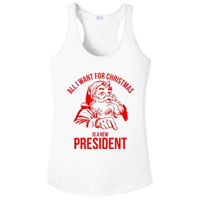 All I Want For Christmas Is A New President Funny Santa Xmas Ladies PosiCharge Competitor Racerback Tank