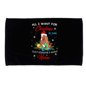 All I Want For Christmas Is You Just Ding I Want Horses Gift Microfiber Hand Towel