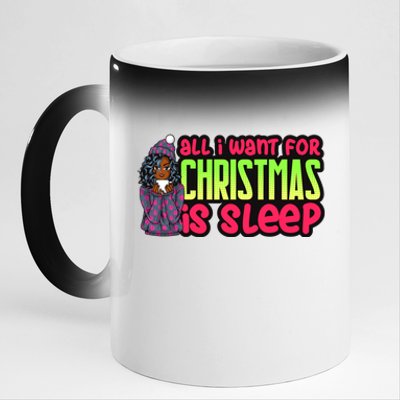 All I Want For Christmas Is Sleep Melanin Black Gift 11oz Black Color Changing Mug