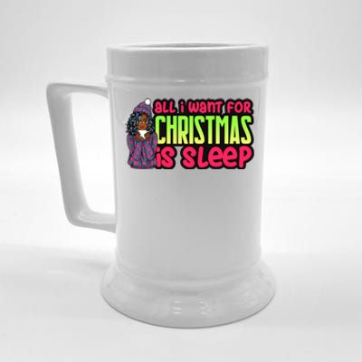 All I Want For Christmas Is Sleep Melanin Black Gift Beer Stein