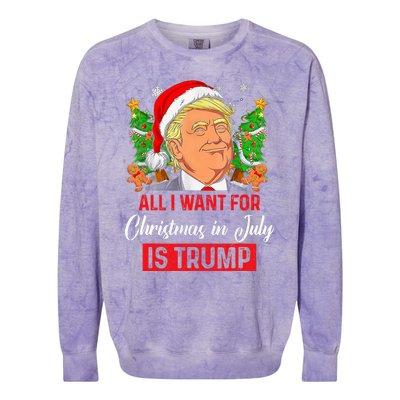 All I Want For Christmas In July Is Trump Funny Santa Summer Colorblast Crewneck Sweatshirt