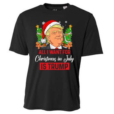 All I Want For Christmas In July Is Trump Funny Santa Summer Cooling Performance Crew T-Shirt