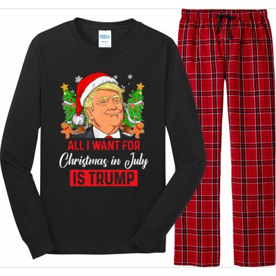 All I Want For Christmas In July Is Trump Funny Santa Summer Long Sleeve Pajama Set