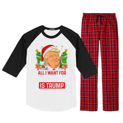 All I Want For Christmas In July Is Trump Funny Santa Summer Raglan Sleeve Pajama Set