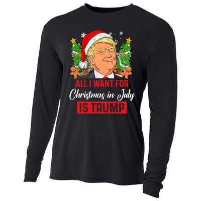 All I Want For Christmas In July Is Trump Funny Santa Summer Cooling Performance Long Sleeve Crew