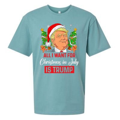 All I Want For Christmas In July Is Trump Funny Santa Summer Sueded Cloud Jersey T-Shirt