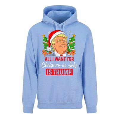 All I Want For Christmas In July Is Trump Funny Santa Summer Unisex Surf Hoodie