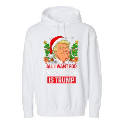 All I Want For Christmas In July Is Trump Funny Santa Summer Garment-Dyed Fleece Hoodie