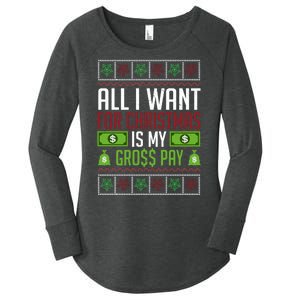 All I Want For Christmas Is My Gross Pay Funny Holiday Humor Women's Perfect Tri Tunic Long Sleeve Shirt