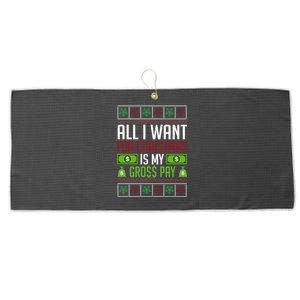 All I Want For Christmas Is My Gross Pay Funny Holiday Humor Large Microfiber Waffle Golf Towel