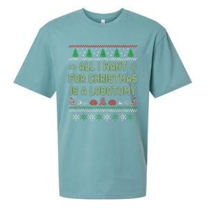 All I Want For Christmas Is A Lobotomy Ugly Christmas Sueded Cloud Jersey T-Shirt