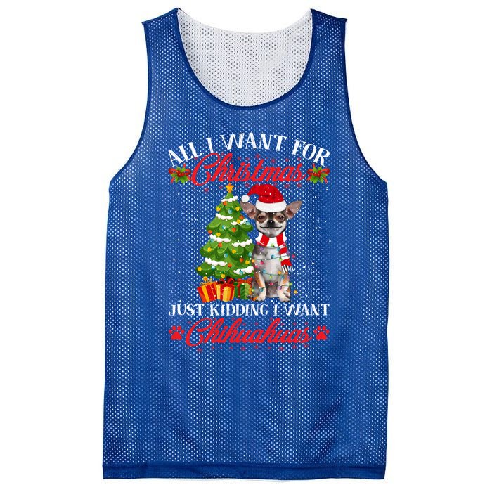 All I Want For Christmas Just Ding I Want Chihuahuas Funny Gift Mesh Reversible Basketball Jersey Tank