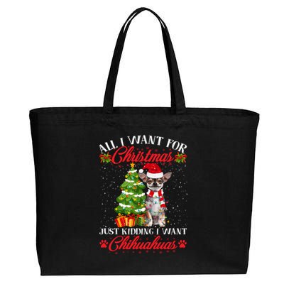 All I Want For Christmas Just Ding I Want Chihuahuas Funny Gift Cotton Canvas Jumbo Tote