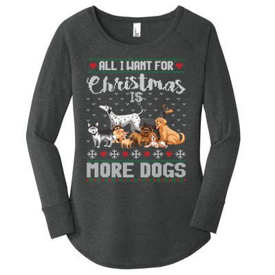 All I Want For Christmas Is More Dogs Ugly Xmas Sweater Gift Women's Perfect Tri Tunic Long Sleeve Shirt