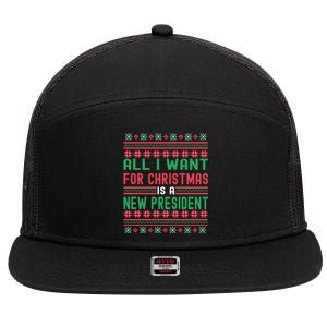 All I Want For Christmas Is A New President Xmas Sweater Cool Gift 7 Panel Mesh Trucker Snapback Hat