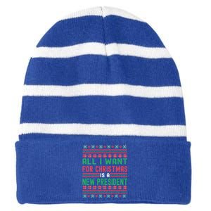 All I Want For Christmas Is A New President Xmas Sweater Cool Gift Striped Beanie with Solid Band