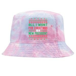 All I Want For Christmas Is A New President Xmas Sweater Cool Gift Tie-Dyed Bucket Hat