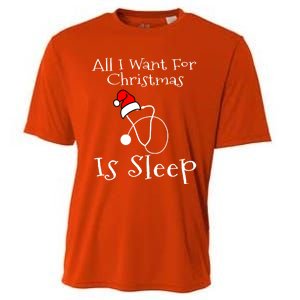 All I Want For Christmas Is Sleep Nurse Nursing Student Gift Cooling Performance Crew T-Shirt