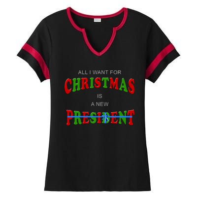 All I Want For Christmas Is A New President Ladies Halftime Notch Neck Tee