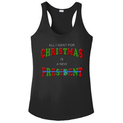 All I Want For Christmas Is A New President Ladies PosiCharge Competitor Racerback Tank